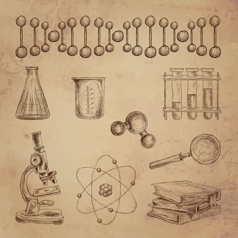 Science doodle icons vector