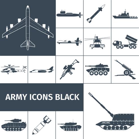 Army Icons Black vector