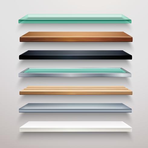 Realistic Shelves Set vector