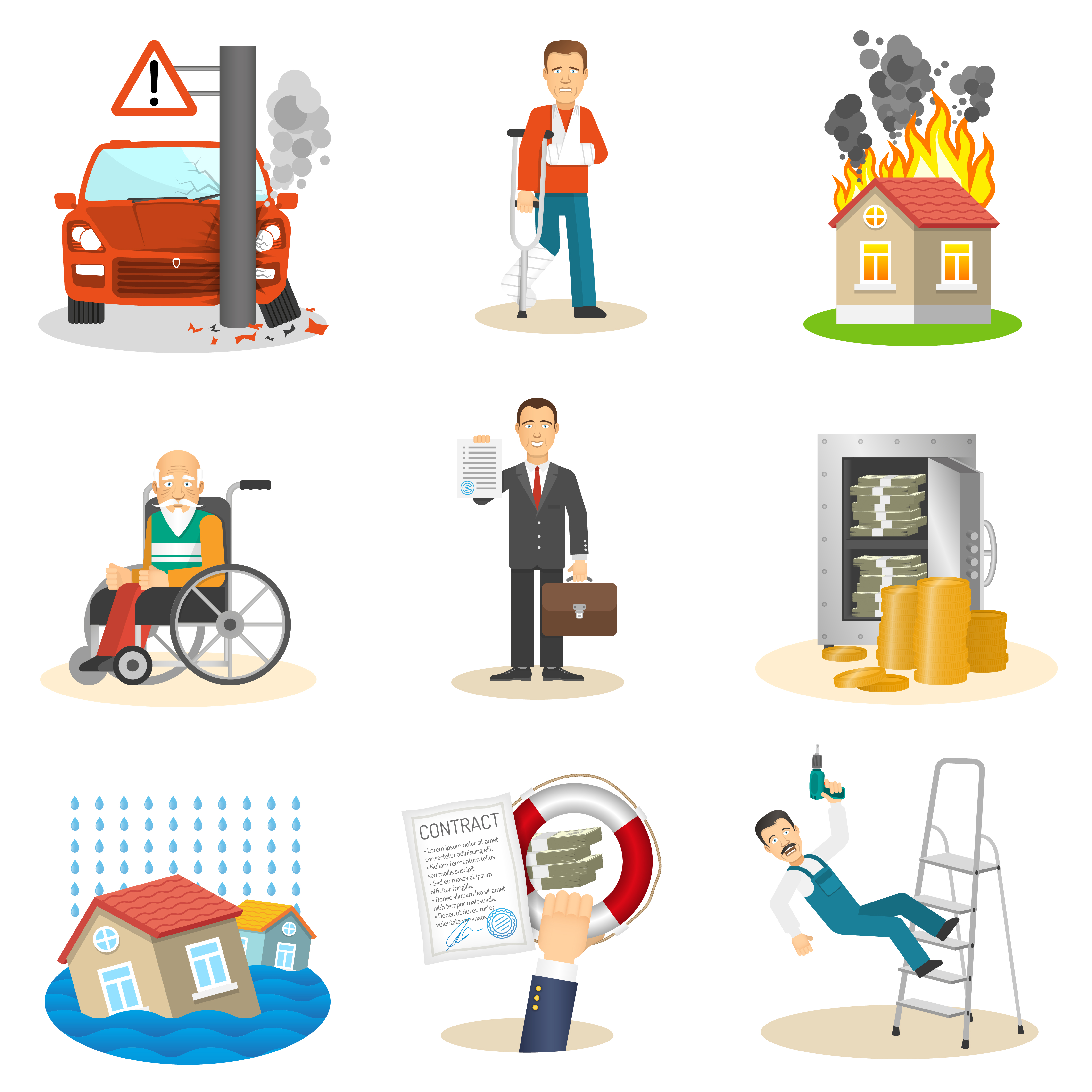 Insurance and risk icons 459302 Vector Art at Vecteezy