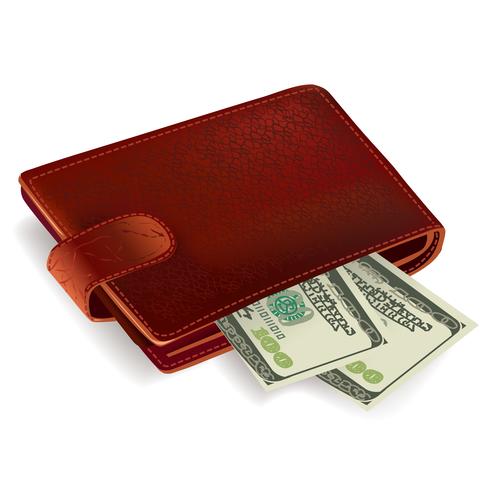 Wallet filled with bills vector