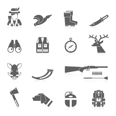 Hunting Icon Black Set vector