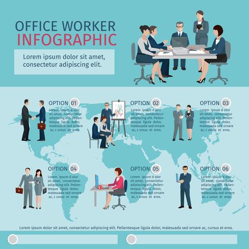 Infografía de trabajador de oficina vector