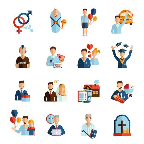 Life Stages Icons Set vector