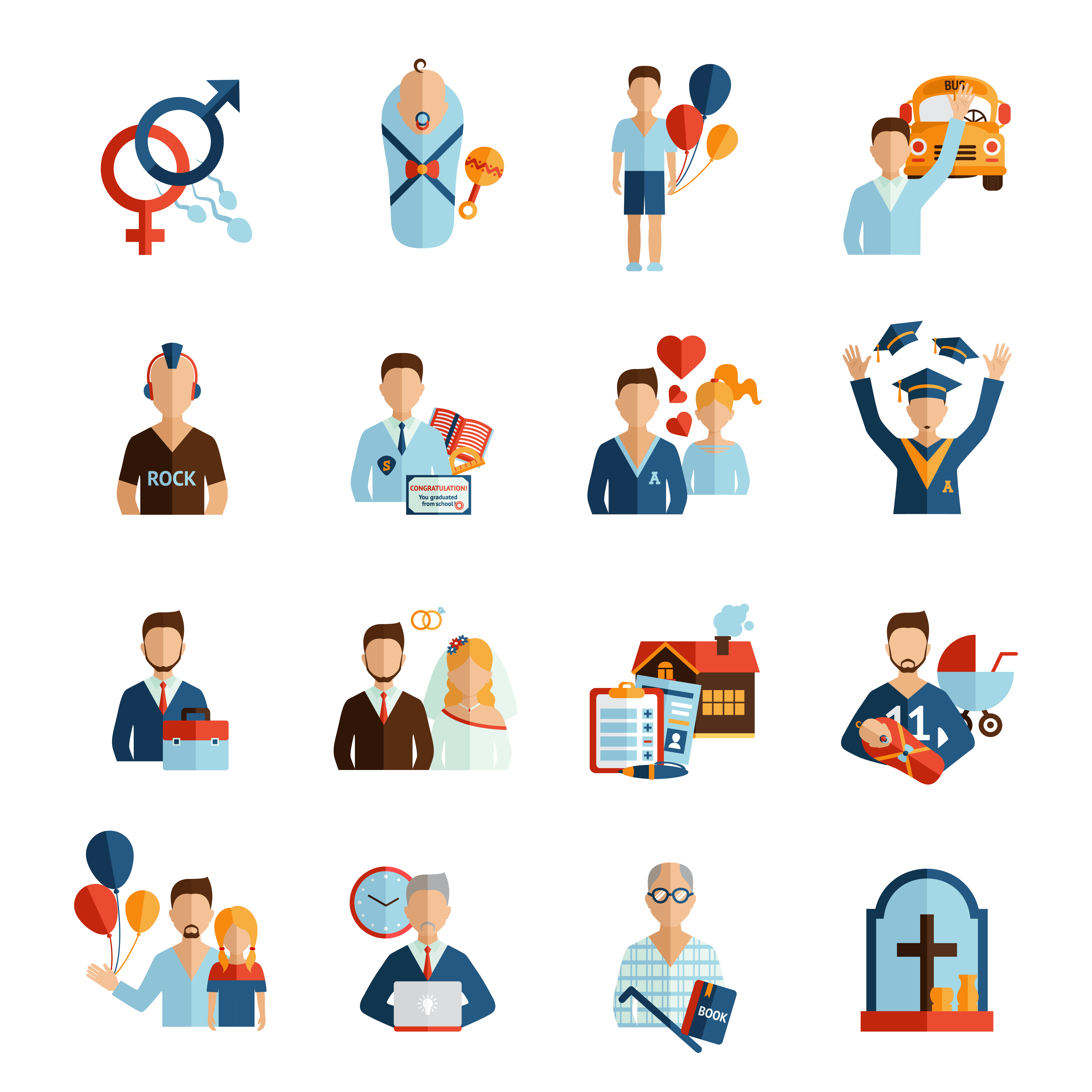 Life Stages Icons Set 459335 Vector Art at Vecteezy