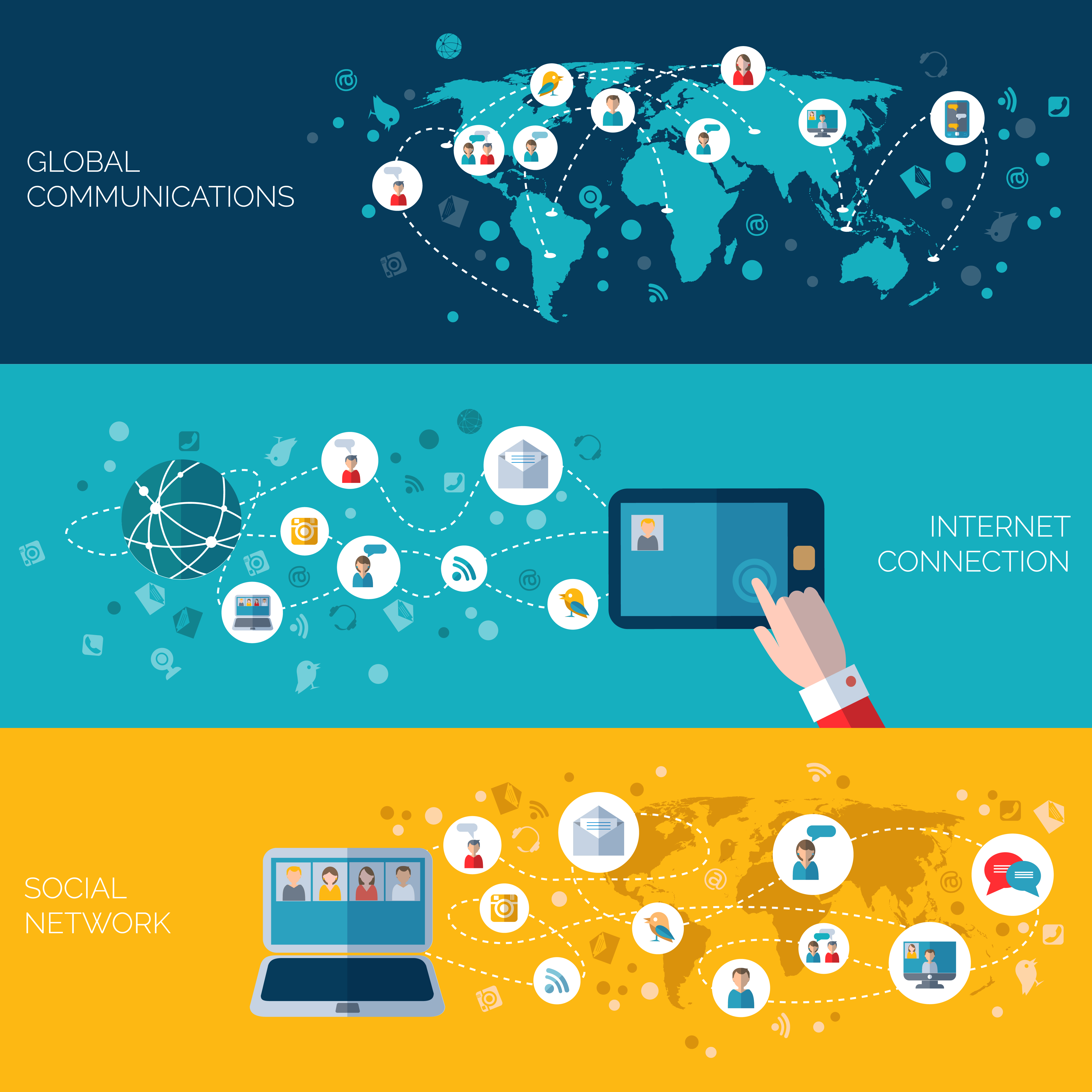Social networks horizontal banners set 459341 Vector Art at Vecteezy