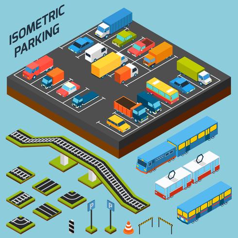 Isometric Parking Elements vector