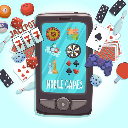 Concepto de juegos de telefonía móvil vector