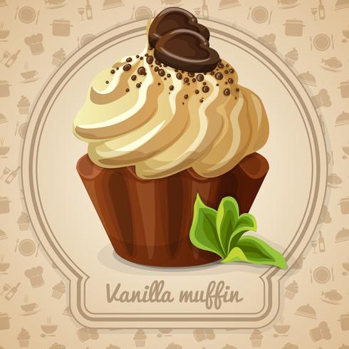 Etiqueta de muffin de vainilla vector