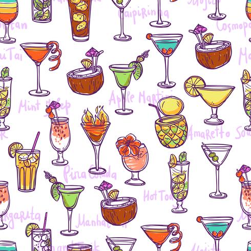 Cocktail Seamless Pattern vector