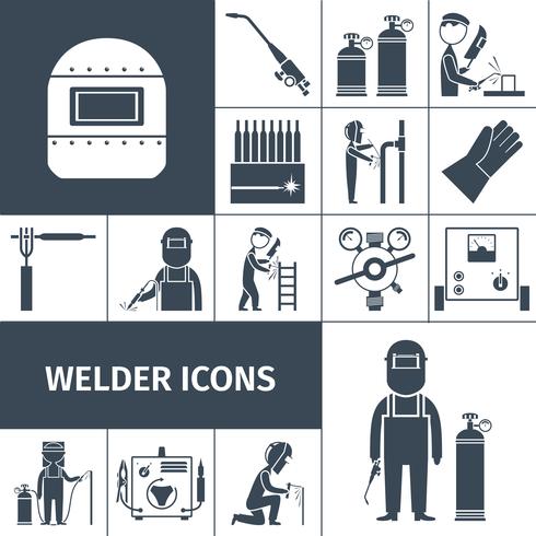 Welder Icons Black Set vector