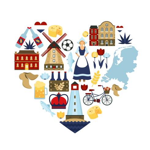 Netherlands Heart Concept vector