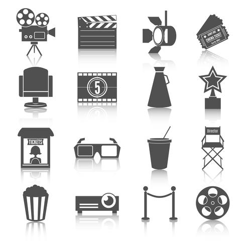 Conjunto de iconos de entretenimiento de cine vector