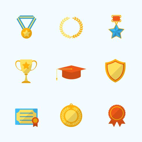 Award Icons Flat Set vector