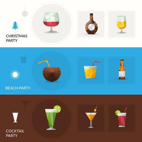 Drinks Polygonal Banners vector