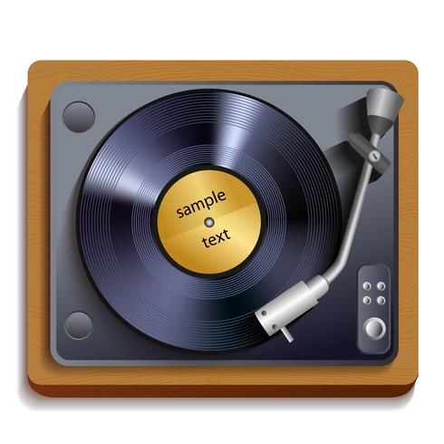 Vinyl record player print vector