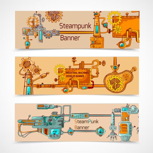 Conjunto de banners de Steampunk vector