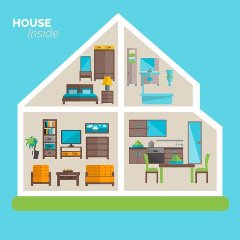 House inside furnishing ideas icon poster vector