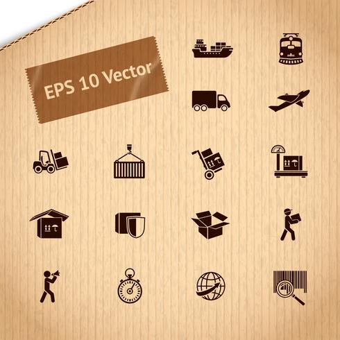Conjunto de iconos de servicio de transporte logístico vector
