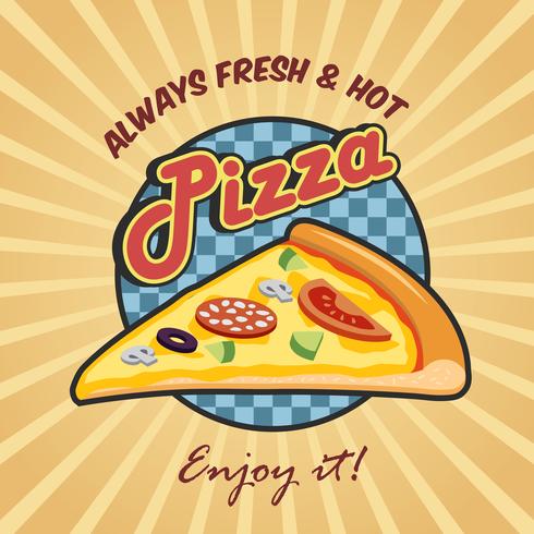 Pizza slice advertising poster vector