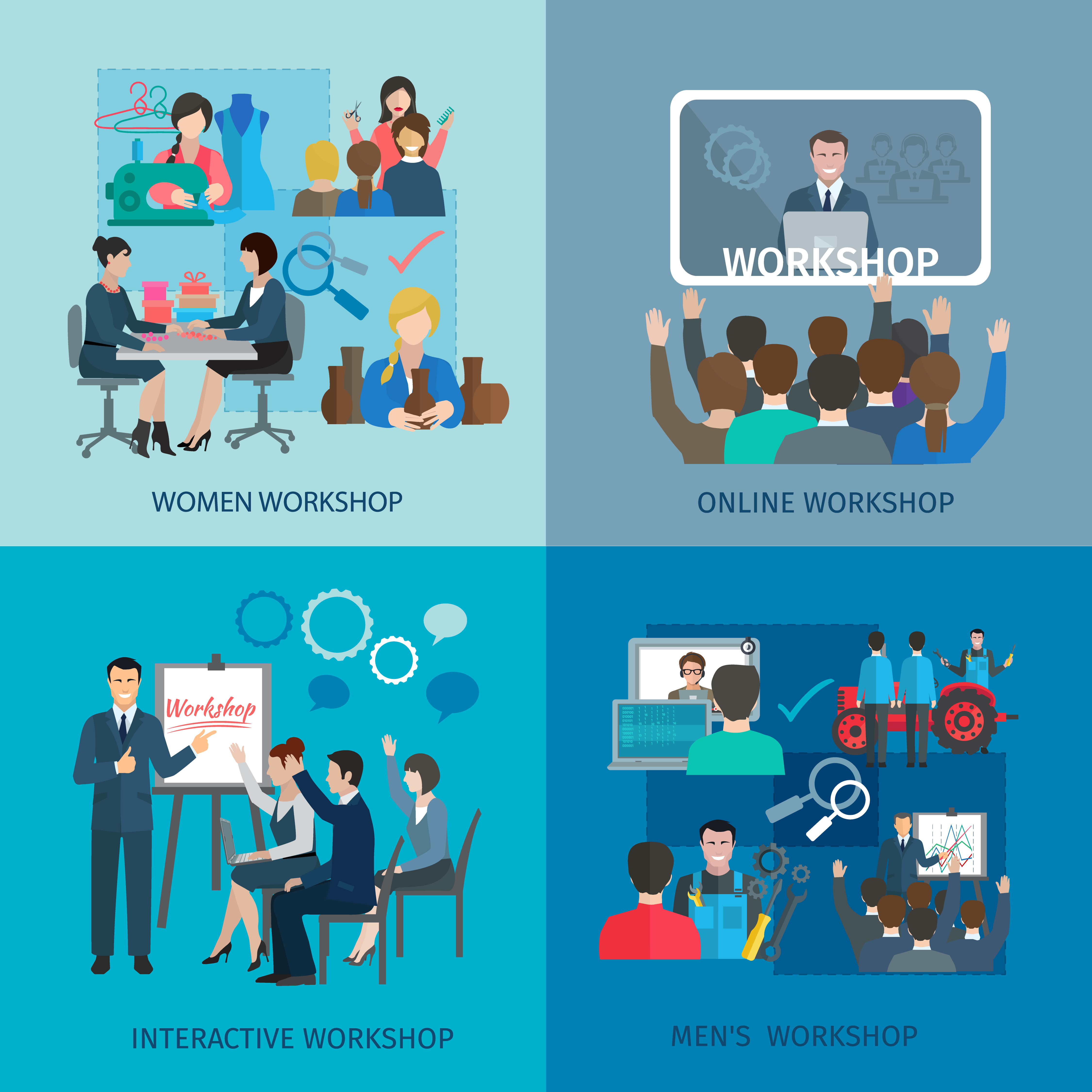 Workshop Flat Set 459492 Vector Art at Vecteezy