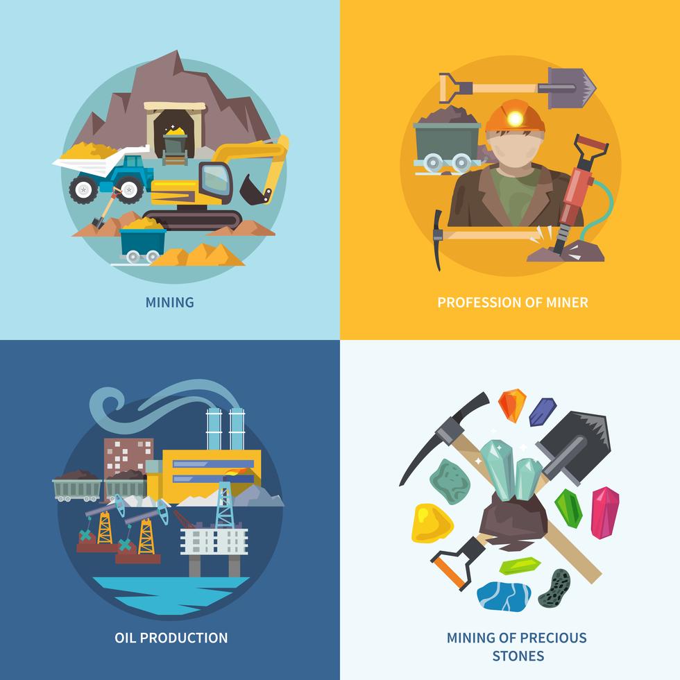 Mining Flat Set 459501 Vector Art at Vecteezy