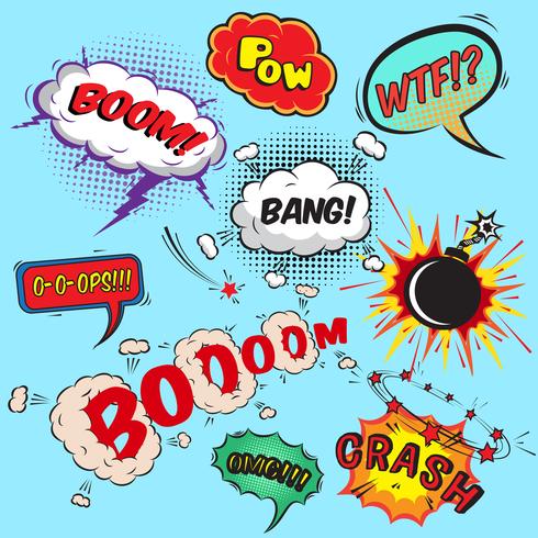 Comic speech bubbles design elements collection vector