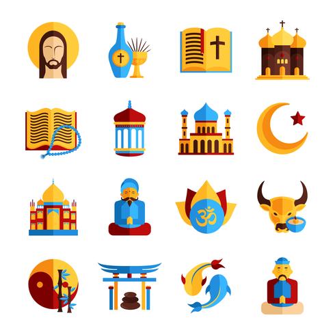 Conjunto de iconos de la religión vector