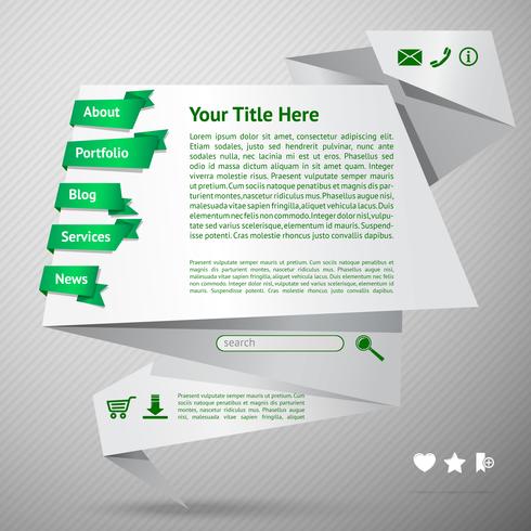 Origami website template vector