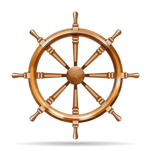 Antique wooden ship wheel vector