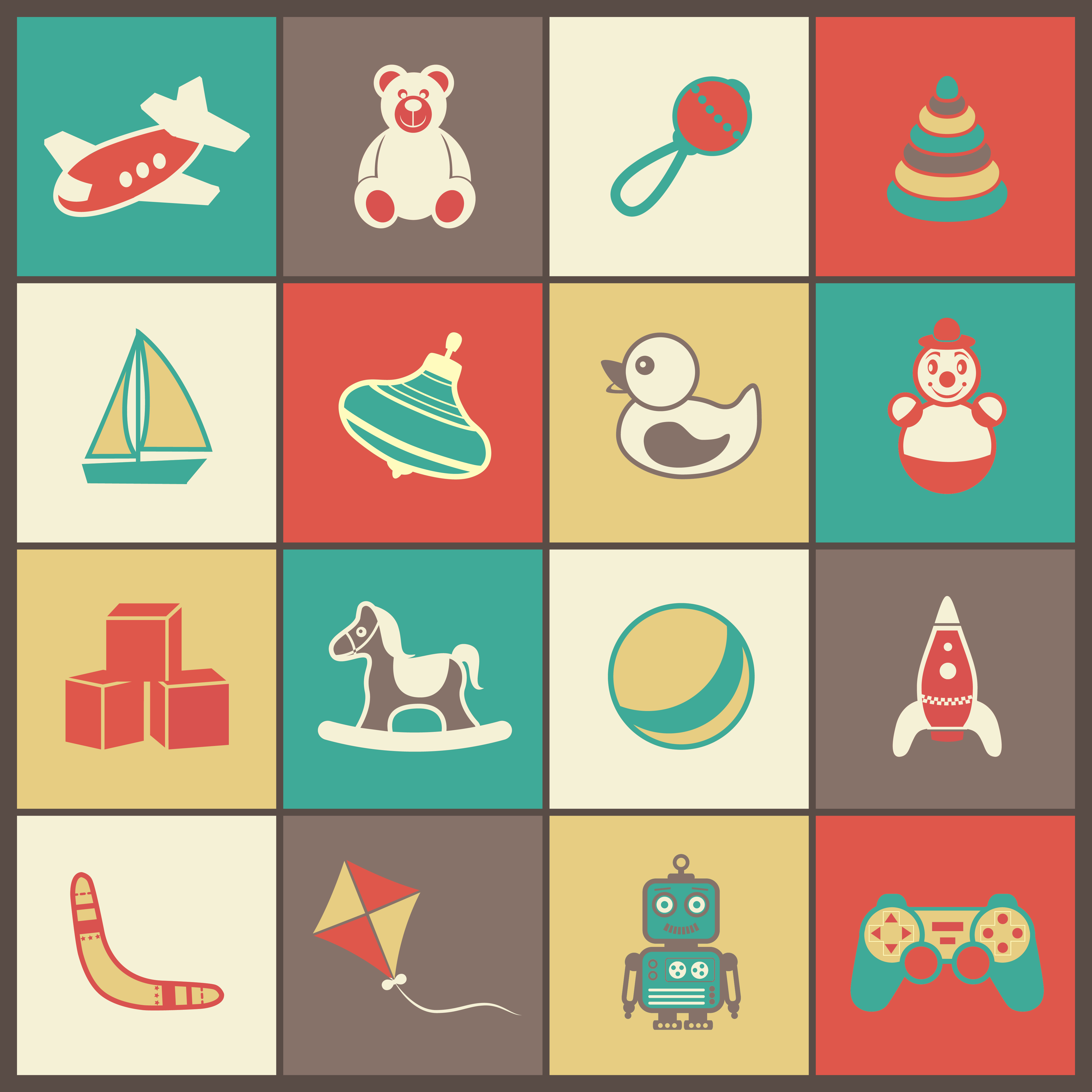 Toys Flat Icons Set 459540 Vector Art at Vecteezy