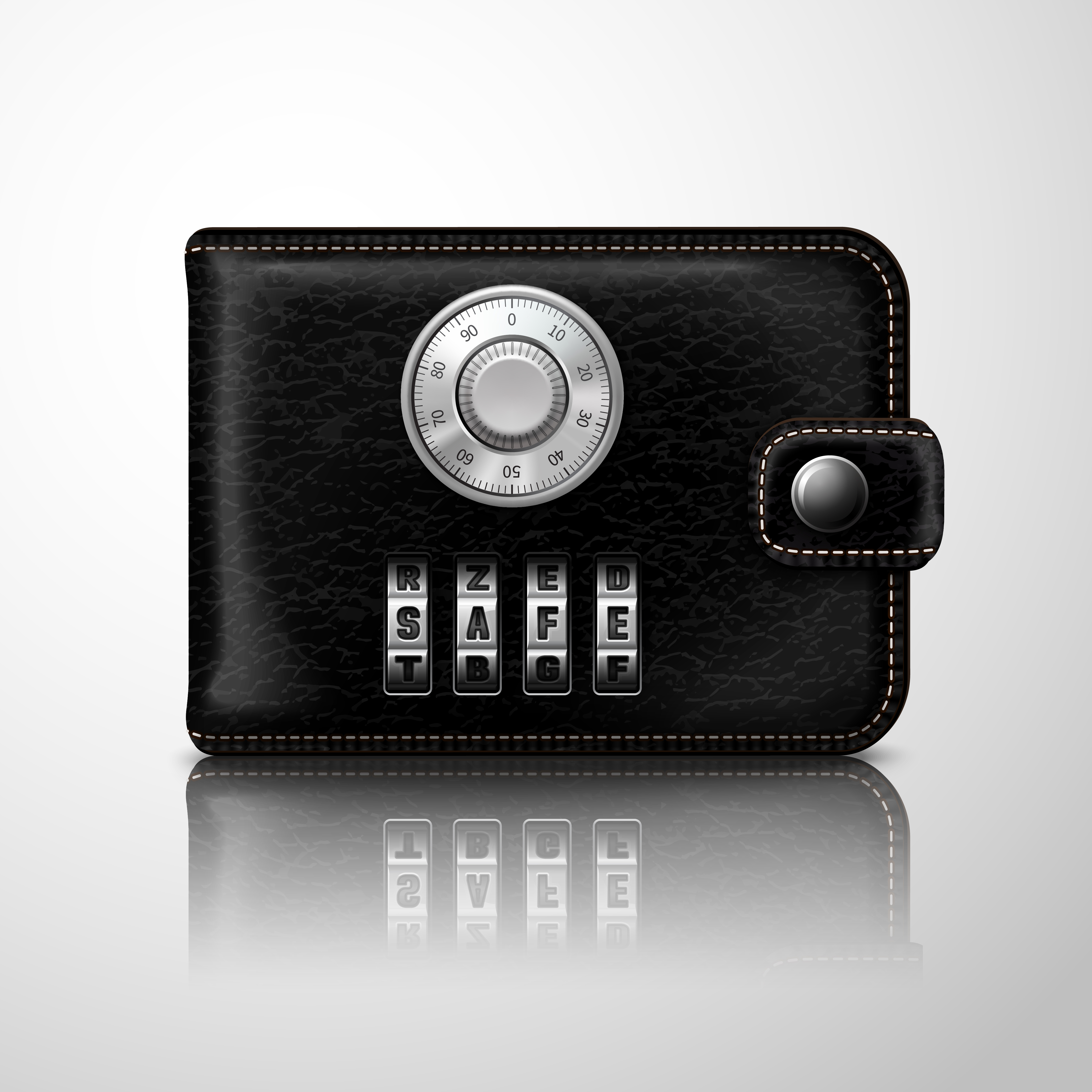 Wallet locked with combination code 459549 Vector Art at Vecteezy