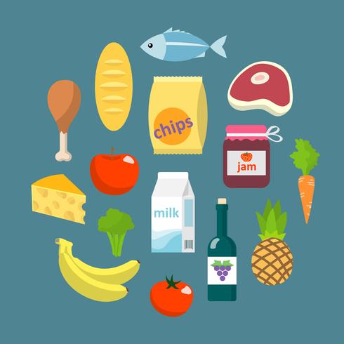 Online supermarket foods flat concept vector