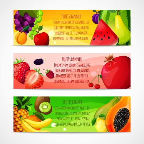 Banners de frutas horizontales. vector