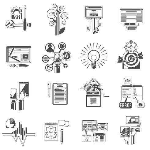 Conjunto de iconos de SEO negro vector