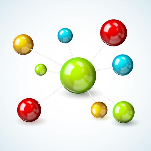 Concepto de modelo de molécula de color vector