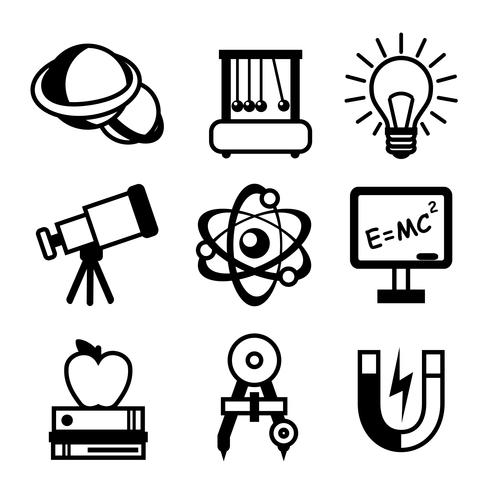 Iconos de la ciencia física vector