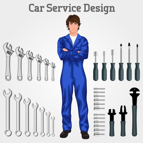 Young man mechanic vector