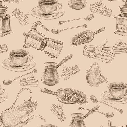 Retro coffee set seamless pattern vector