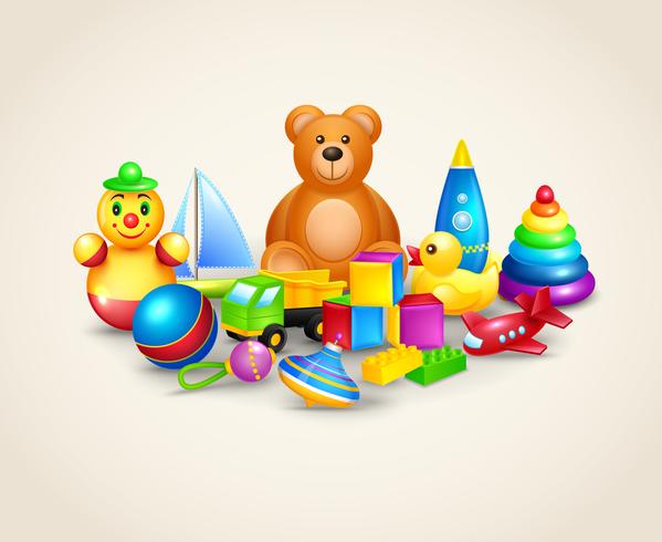 Kids toys composition vector