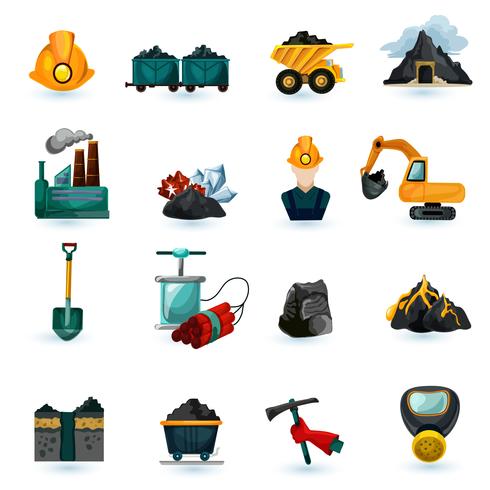 Conjunto de iconos de minería vector