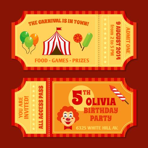 Plantilla de entradas de circo vector