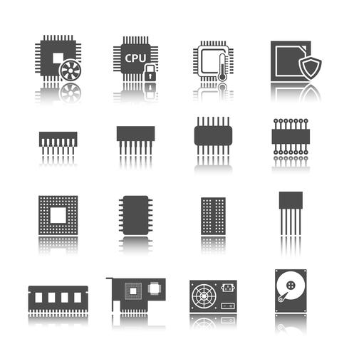 Computer circuit icons set vector