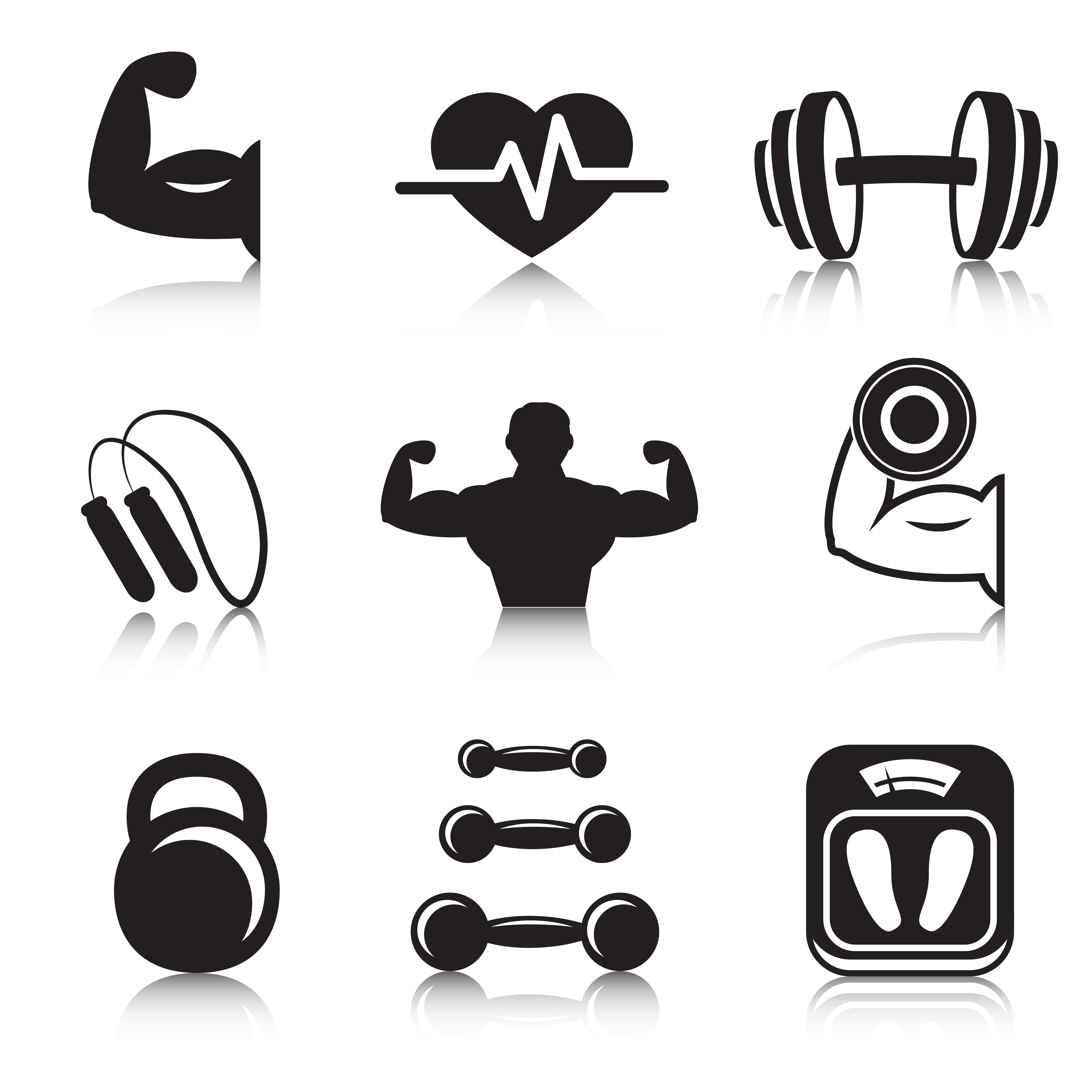 Bodybuilding Fitness Gym Icons Set Logo De Gimnasio Gimnasio Logo ...