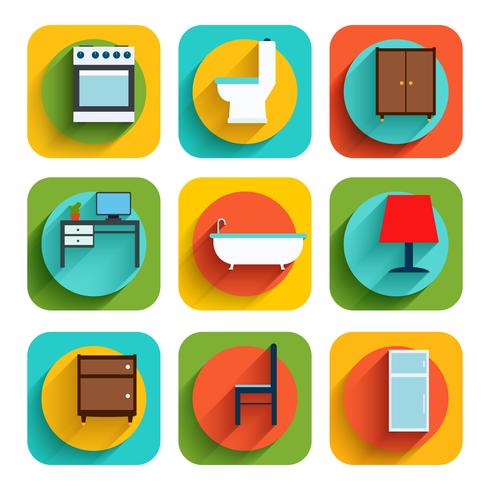 House Interior Furniture Icons vector