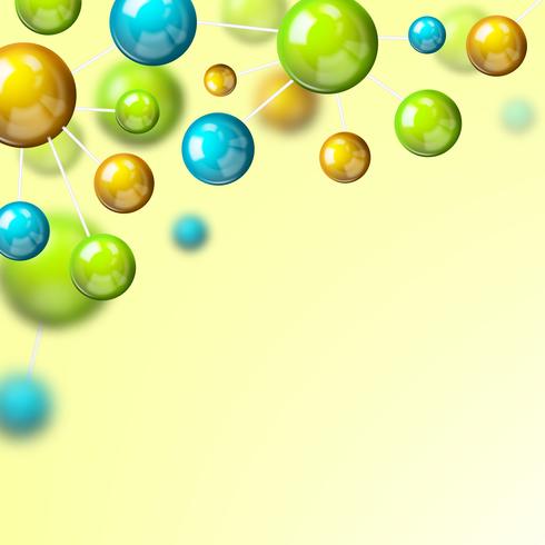 Fondo 3d de molécula de color vector