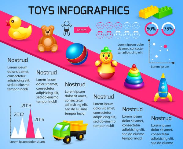 Plantilla de infografía de juguetes. vector