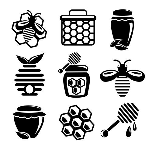 Honey icons set vector