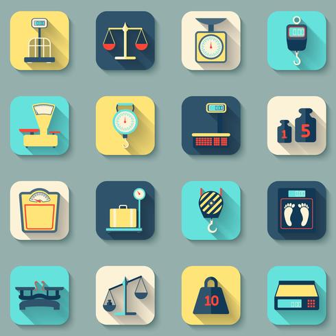 Scales Weight Icons Flat vector