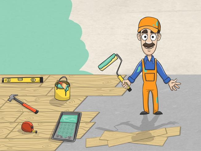 Complete house overhaul worker vector